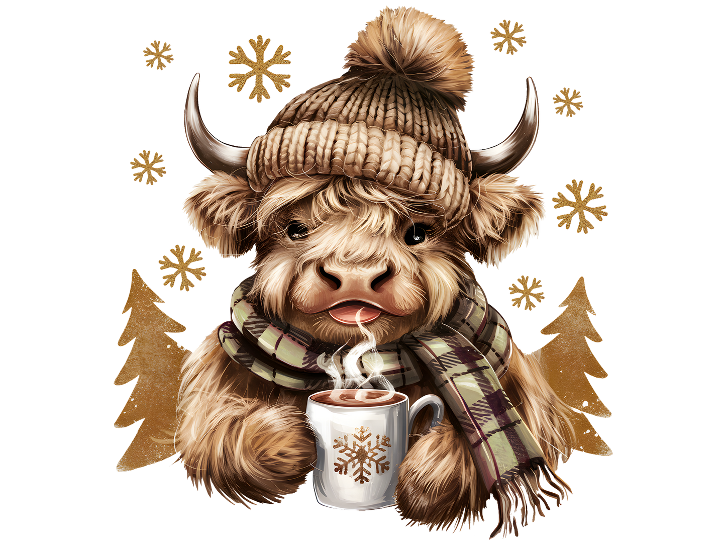 Cozy Highland Cow Christmas DTF transfer