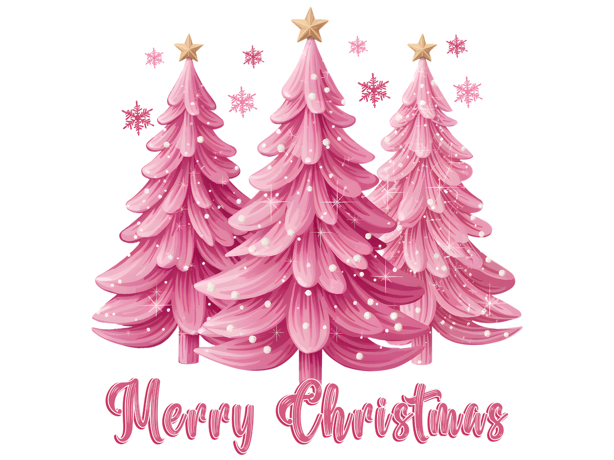 Pink Christmas Trees Merry Christmas DTF transfer