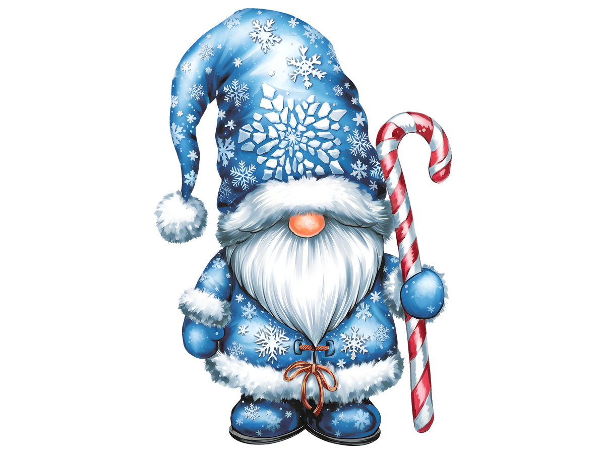 Blue Snowflake Christmas Gnome DTF transfer