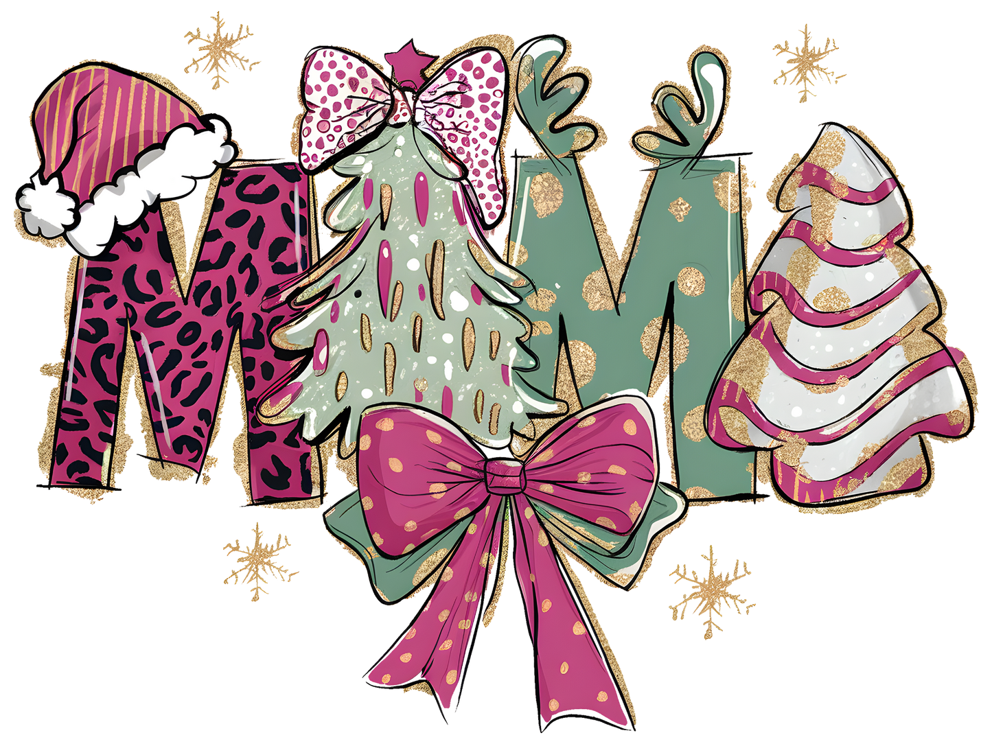 Christmas Mama Trees and Bows DTF transfer