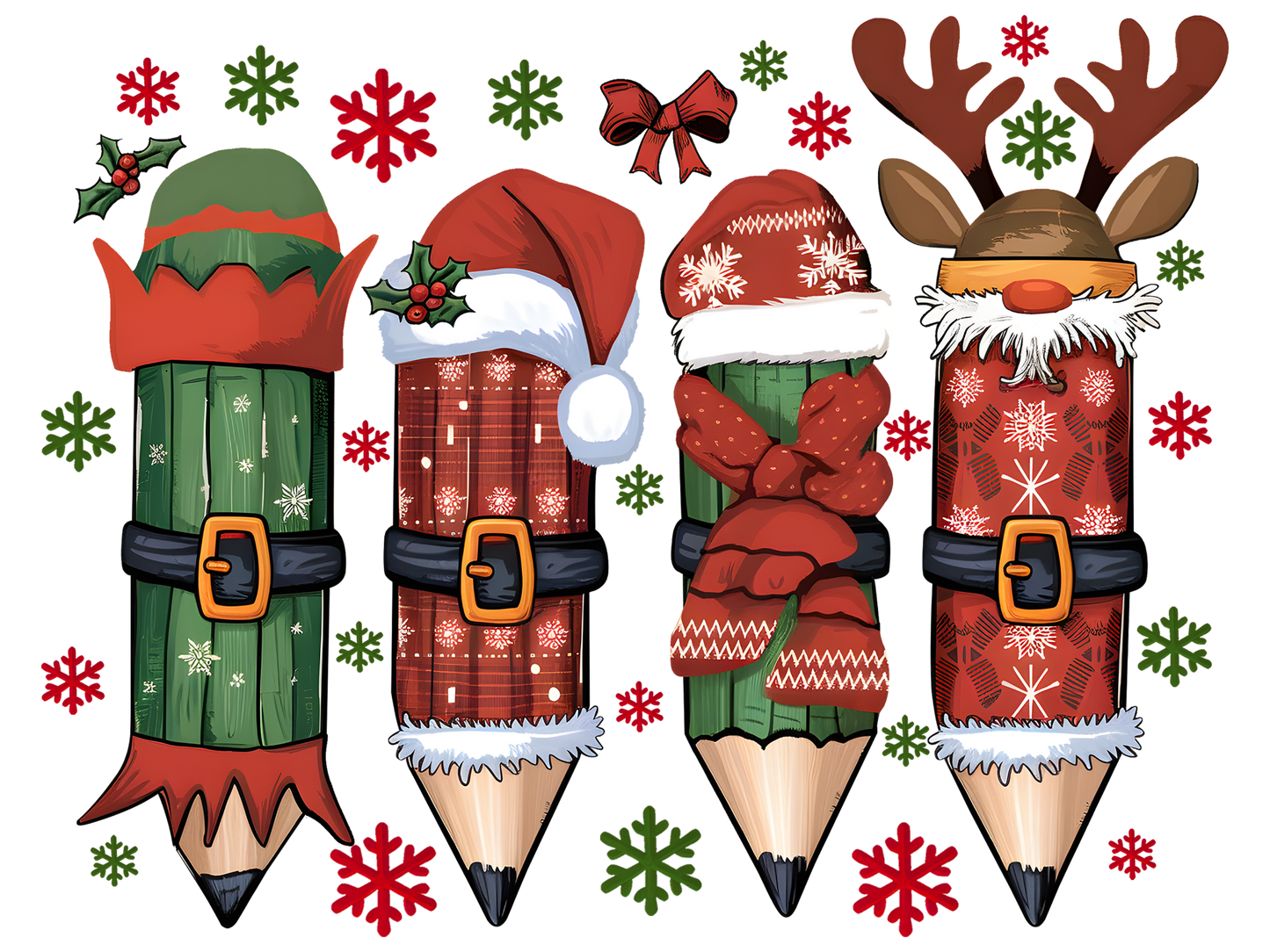 Christmas Character Pencils DTF transfer
