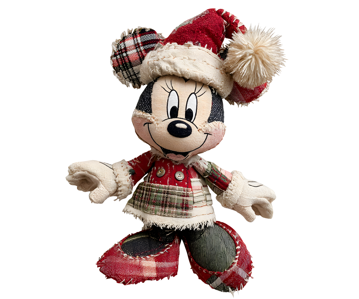 Plaid Christmas Mouse Girl Transfer ready-to-press DTF transfer