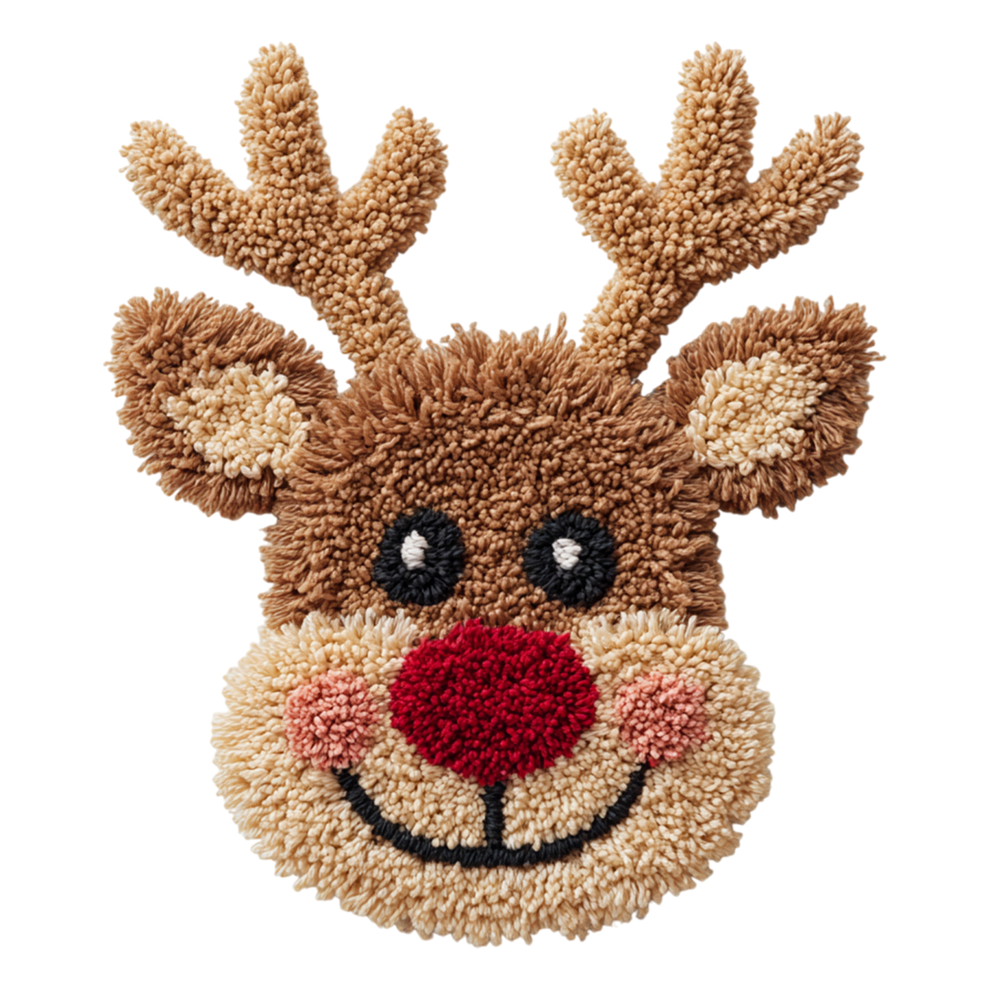 Crochet Red Nose Reindeer Christmas Transfer ready-to-press DTF transfer
