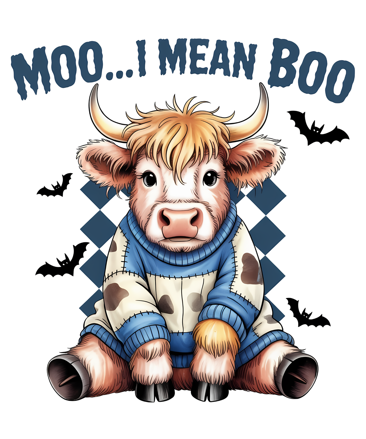 Moo I Mean Boo Highland Cow Transfer