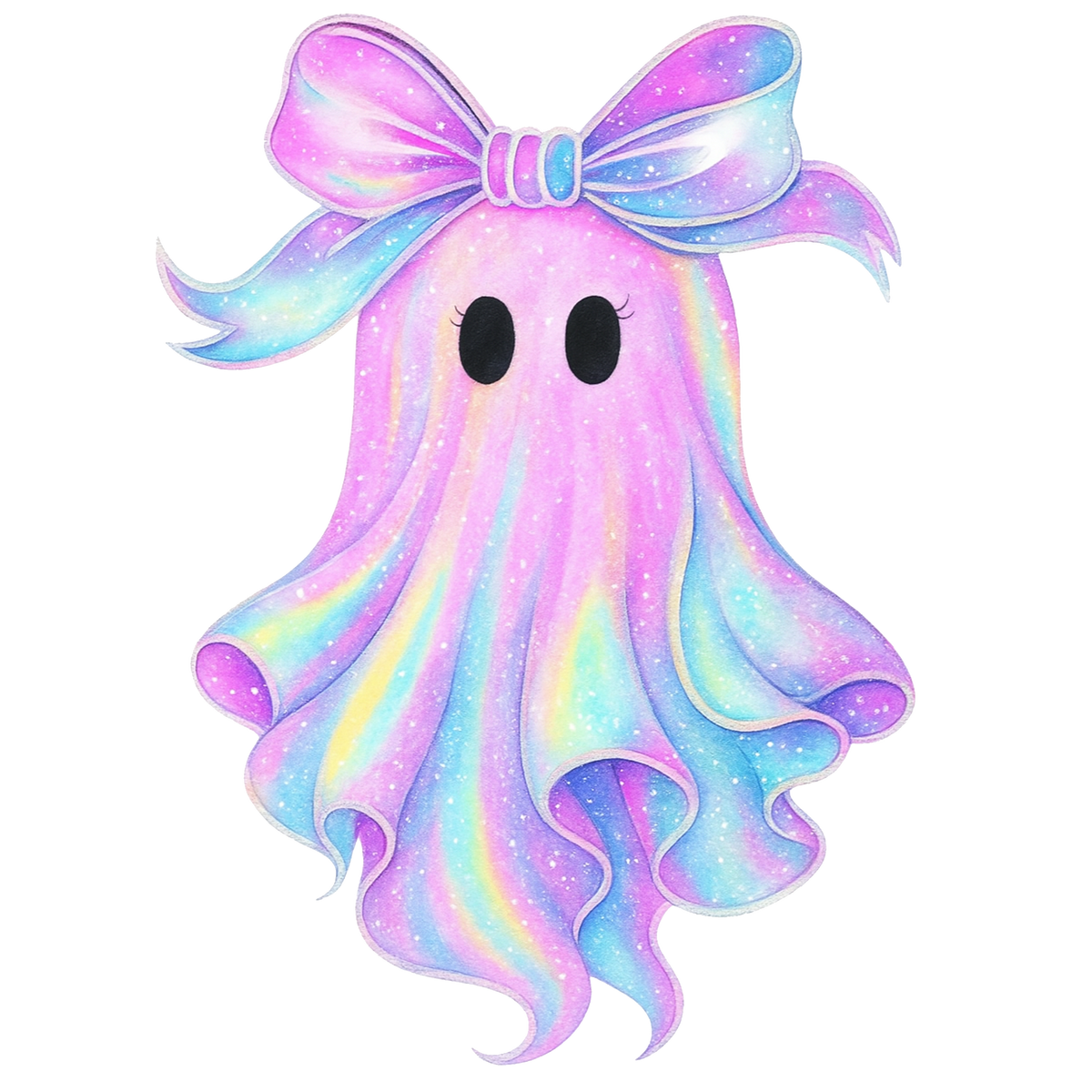 Pastel Ghost with Bow Halloween Transfer