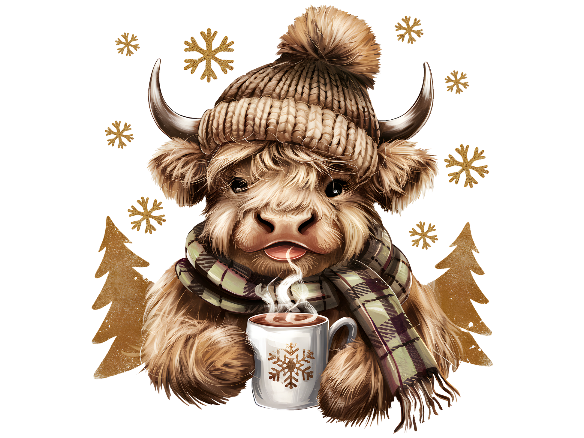 Cozy Highland Cow Christmas DTF transfer
