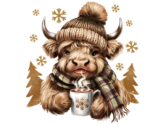 Cozy Highland Cow Christmas DTF transfer