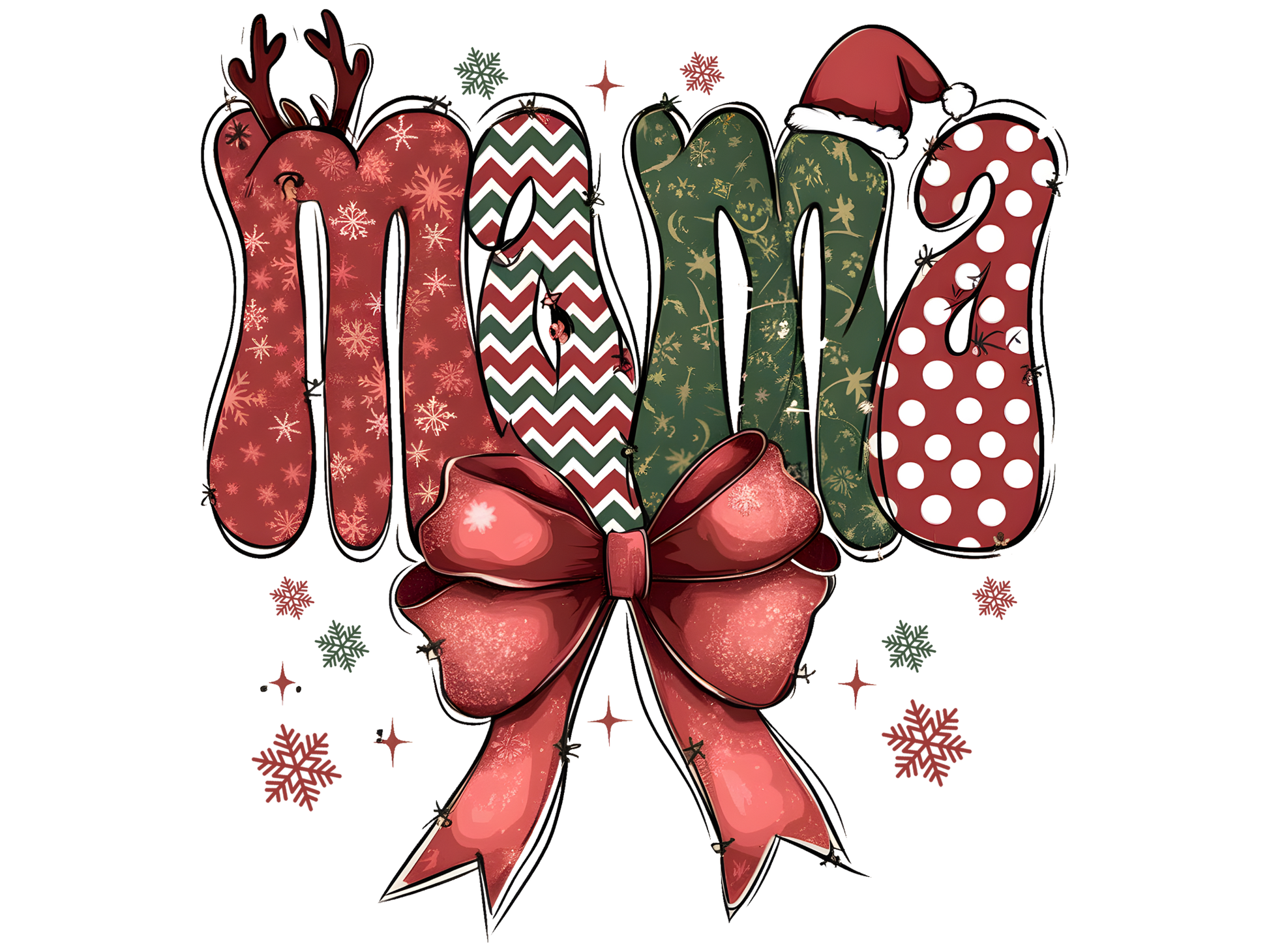 Merry Mama Christmas Bow DTF transfer