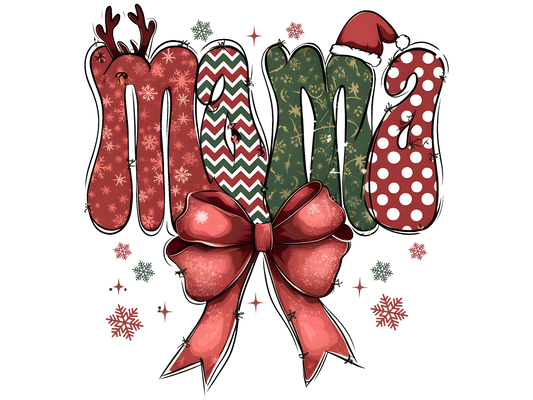 Merry Mama Christmas Bow DTF transfer