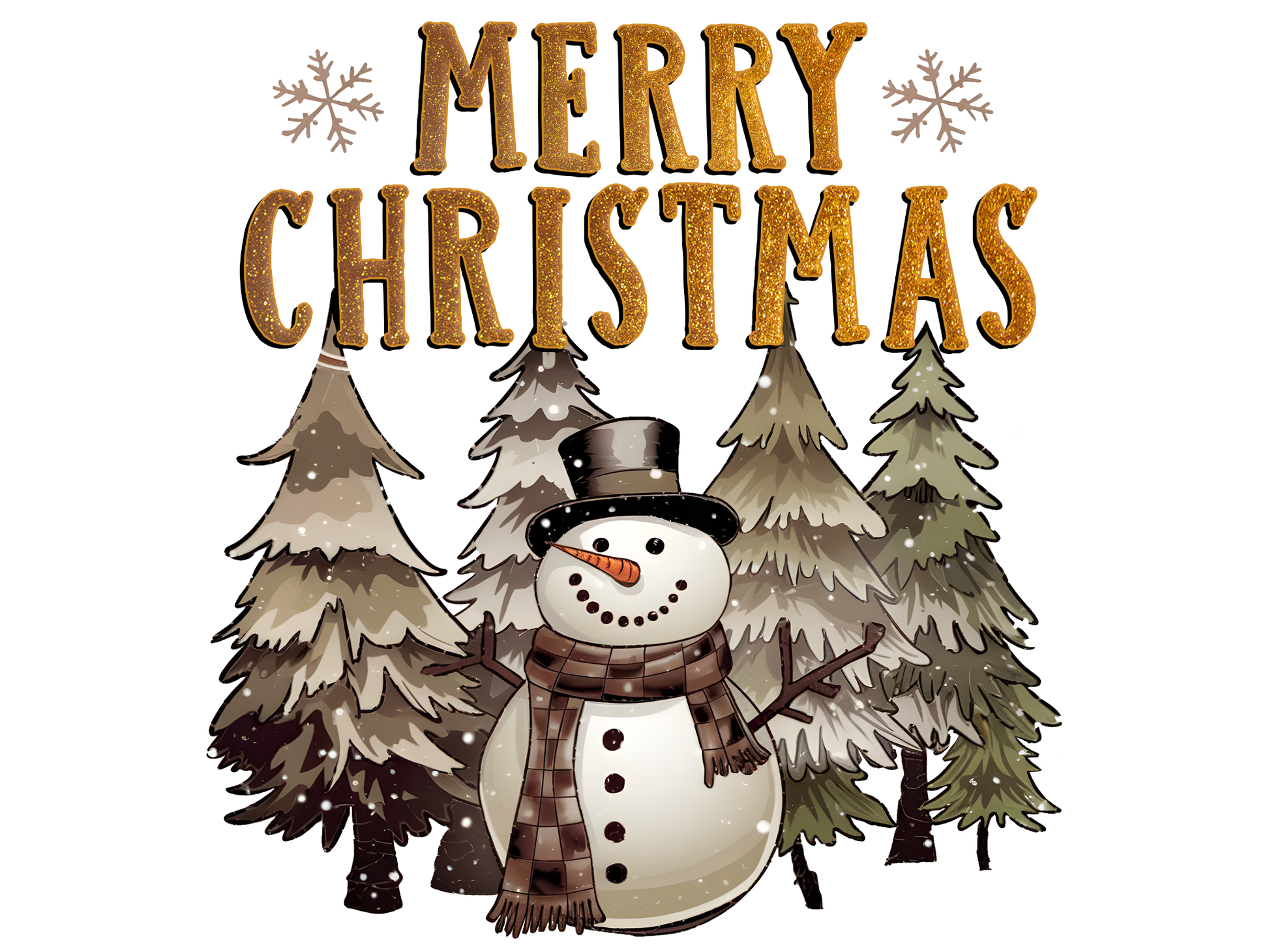 Snowman Merry Christmas DTF transfer