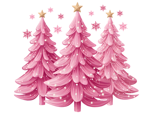 Pink Christmas Tree Forest DTF transfer
