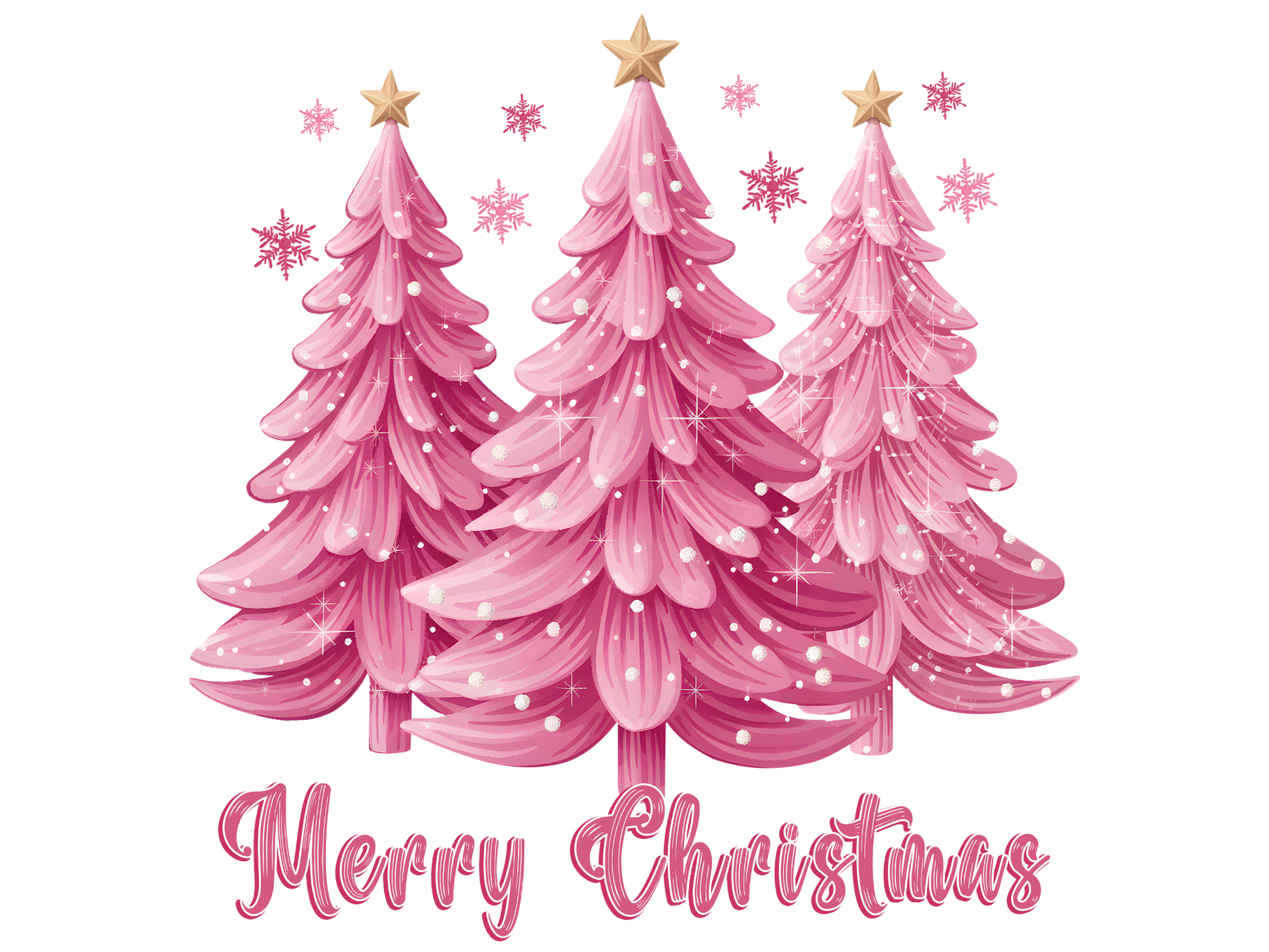 Pink Christmas Trees Merry Christmas DTF transfer