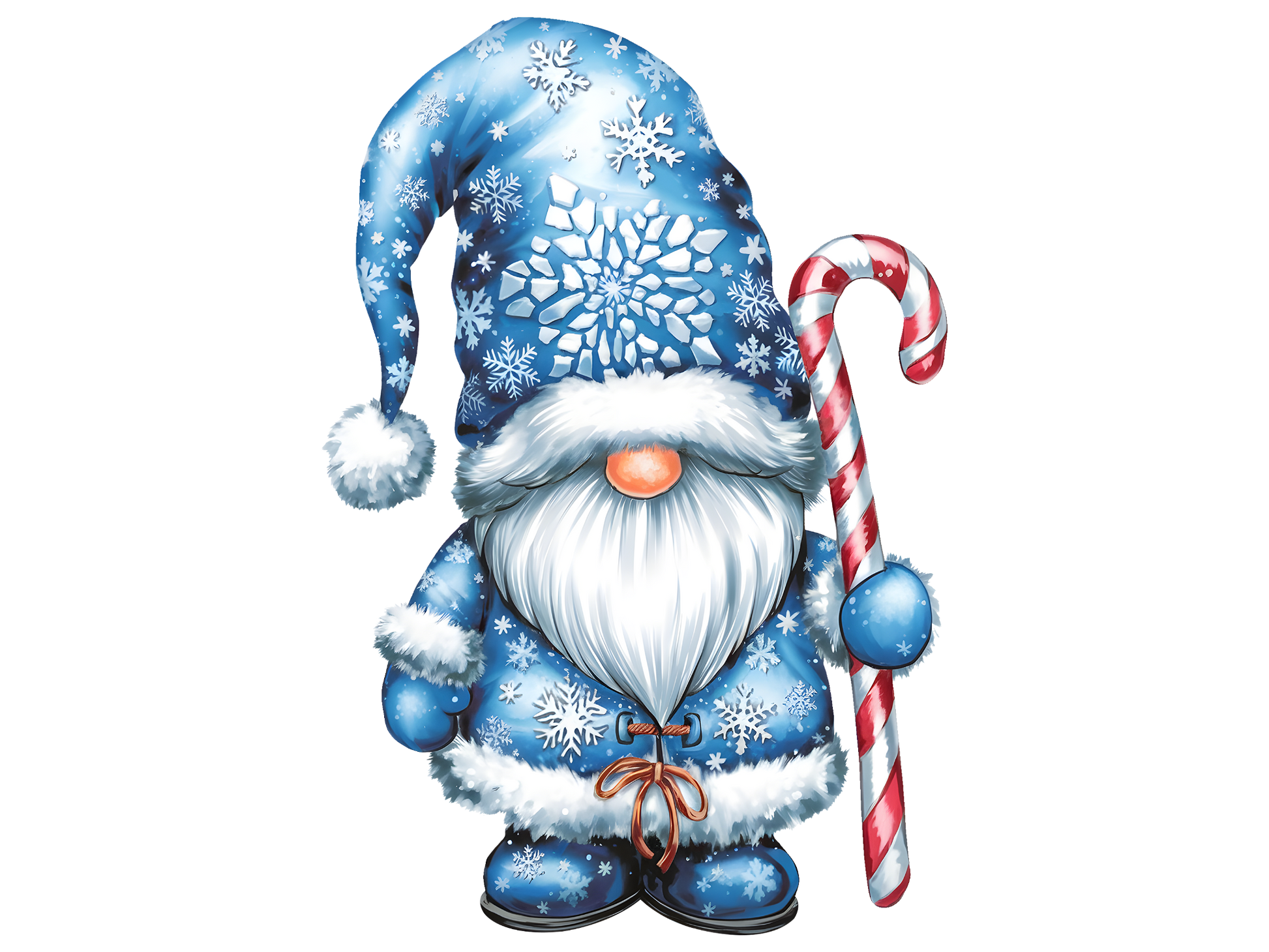 Blue Snowflake Christmas Gnome DTF transfer