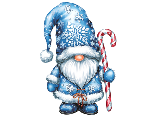 Blue Snowflake Christmas Gnome DTF transfer