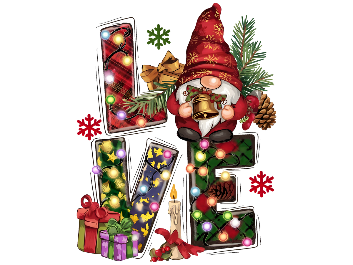 Christmas Gnome Love DTF transfer