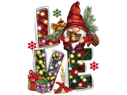 Christmas Gnome Love DTF transfer