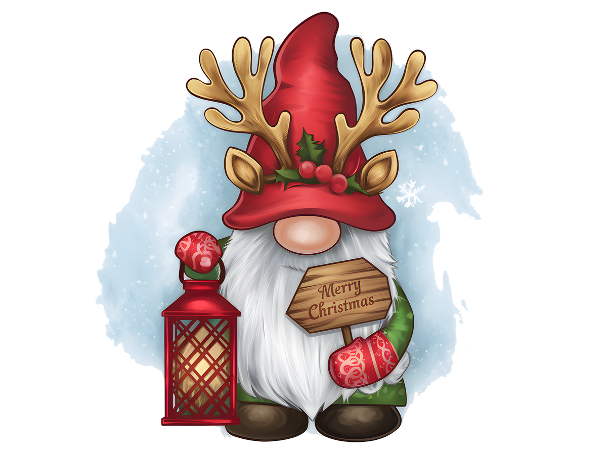 Reindeer Christmas Gnome DTF transfer