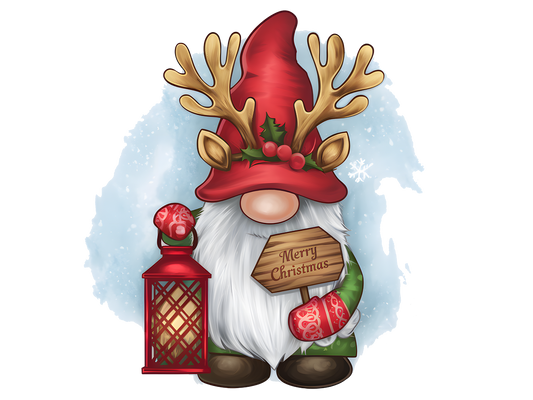 Reindeer Christmas Gnome DTF transfer