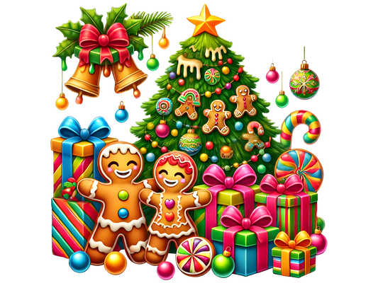 Gingerbread Christmas Tree Celebration DTF transfer