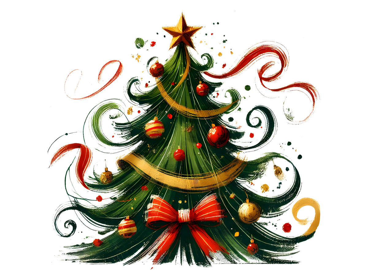 Elegant Swirl Christmas Tree DTF transfer