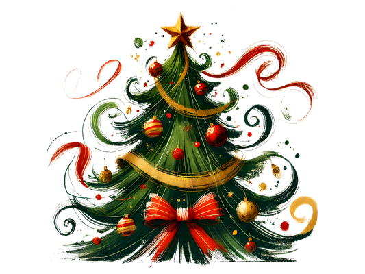 Elegant Swirl Christmas Tree DTF transfer