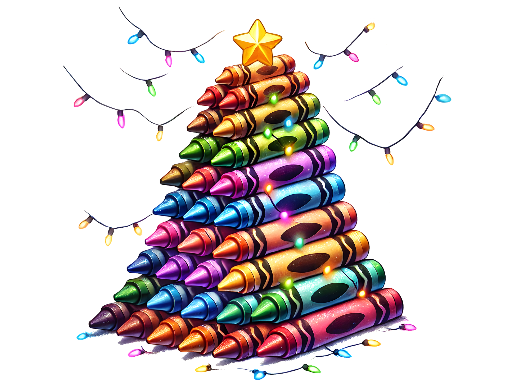 Colorful Crayon Christmas Tree DTF transfer