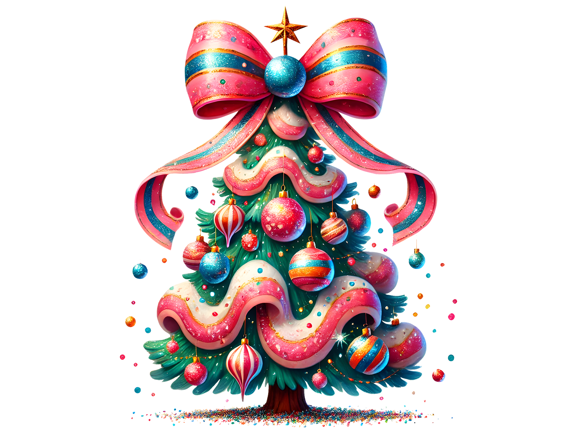 Colorful Bow Christmas Tree DTF transfer
