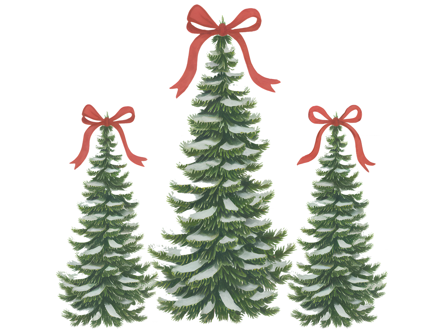 Green Christmas Trees with Red Bows DTF transfer