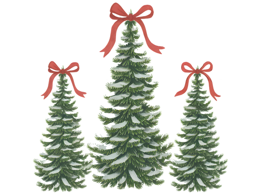 Green Christmas Trees with Red Bows DTF transfer