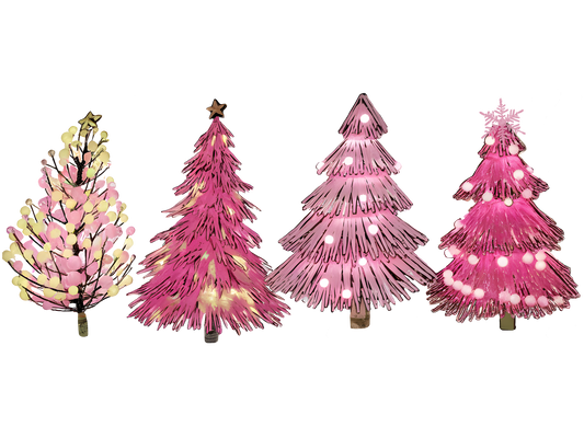 Pink Christmas Tree Collection DTF transfer