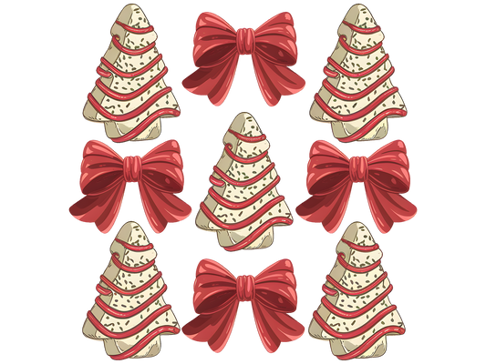 Christmas Cookie Trees and Bows Pattern DTF transfer