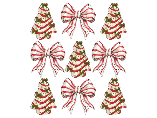 Christmas Cookie Trees and Bows DTF transfer