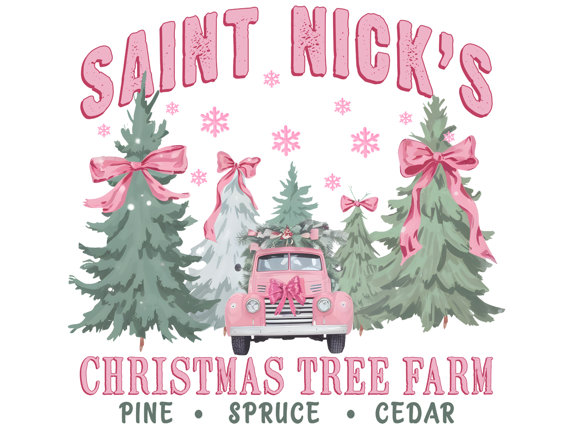 Saint Nick's Christmas Tree Farm DTF transfer