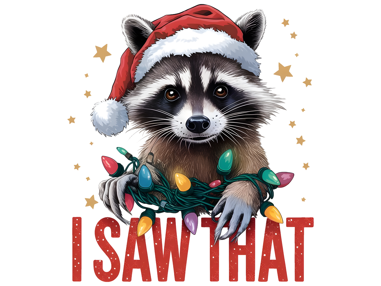 I Saw That Christmas Raccoon DTF transfer