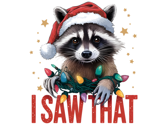 I Saw That Christmas Raccoon DTF transfer