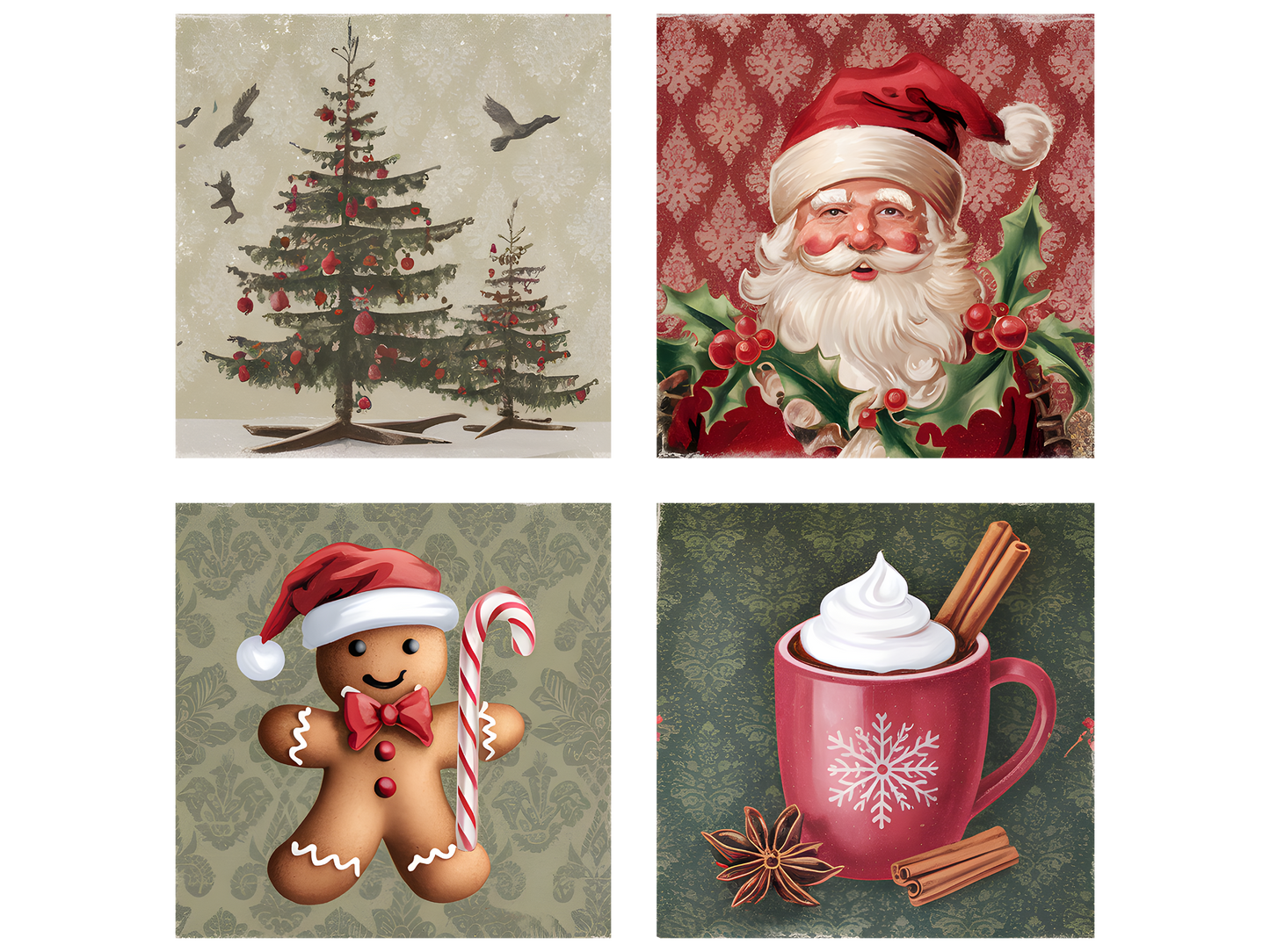 Vintage Christmas Squares DTF transfer