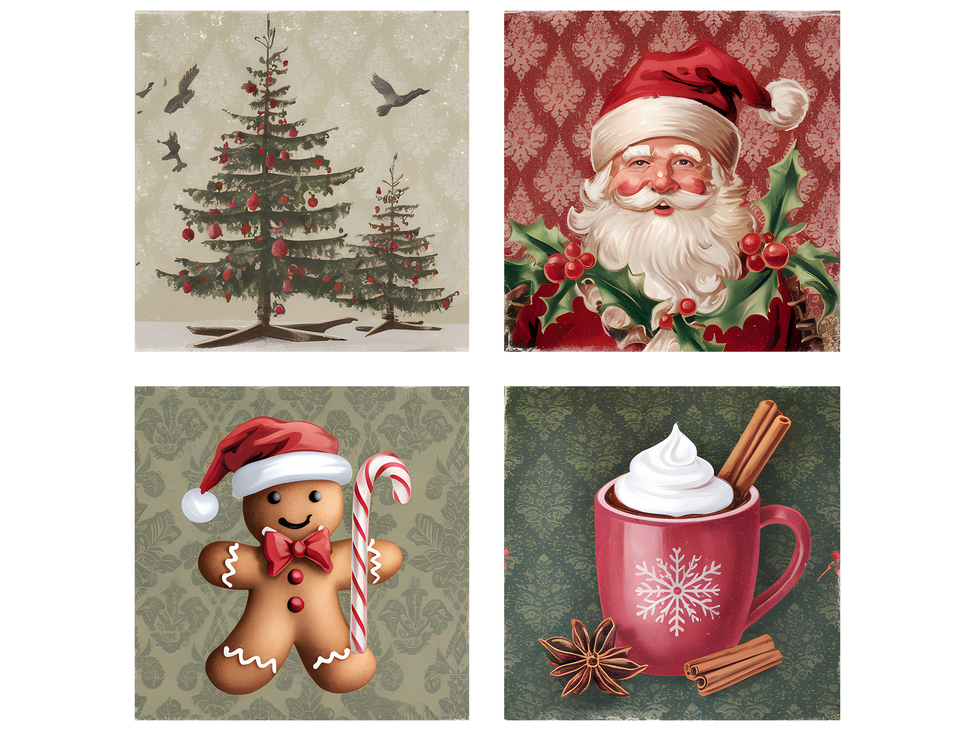 Vintage Christmas Squares DTF transfer