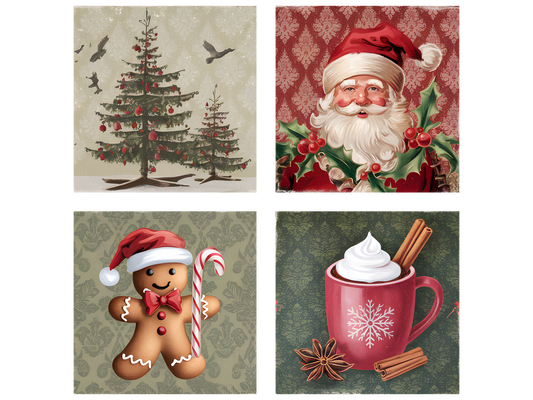 Vintage Christmas Squares DTF transfer