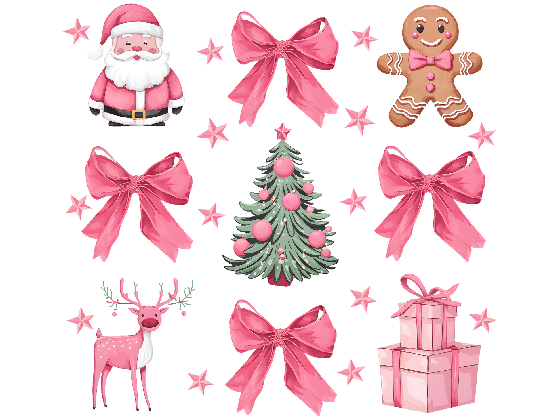 Pink Christmas Icons Pattern DTF transfer