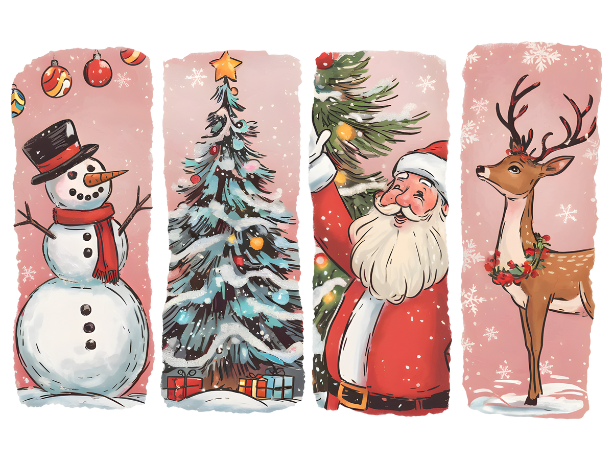 Retro Christmas Character Panels DTF transfer