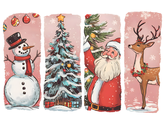 Retro Christmas Character Panels DTF transfer