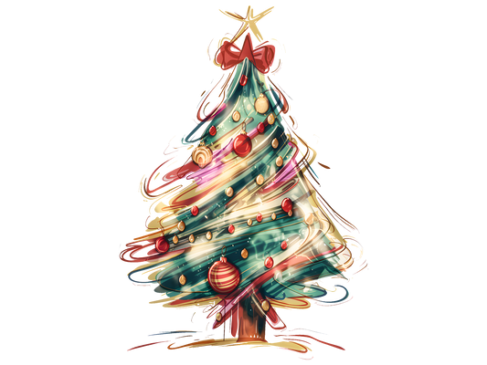 Painterly Christmas Tree DTF transfer