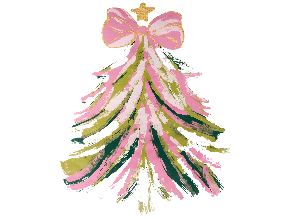 Pink Brushstroke Christmas Tree DTF transfer