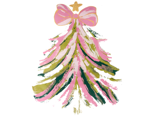 Pink Brushstroke Christmas Tree DTF transfer