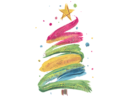 Rainbow Brushstroke Christmas Tree DTF transfer