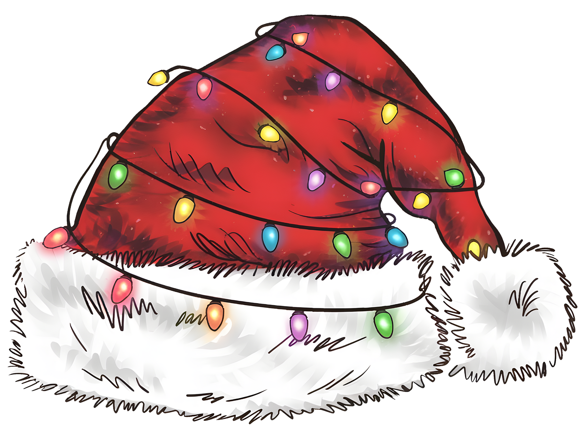 Christmas Lights Santa Hat DTF transfer