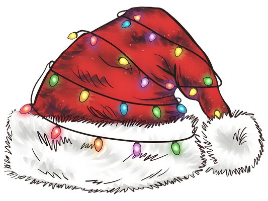 Christmas Lights Santa Hat DTF transfer