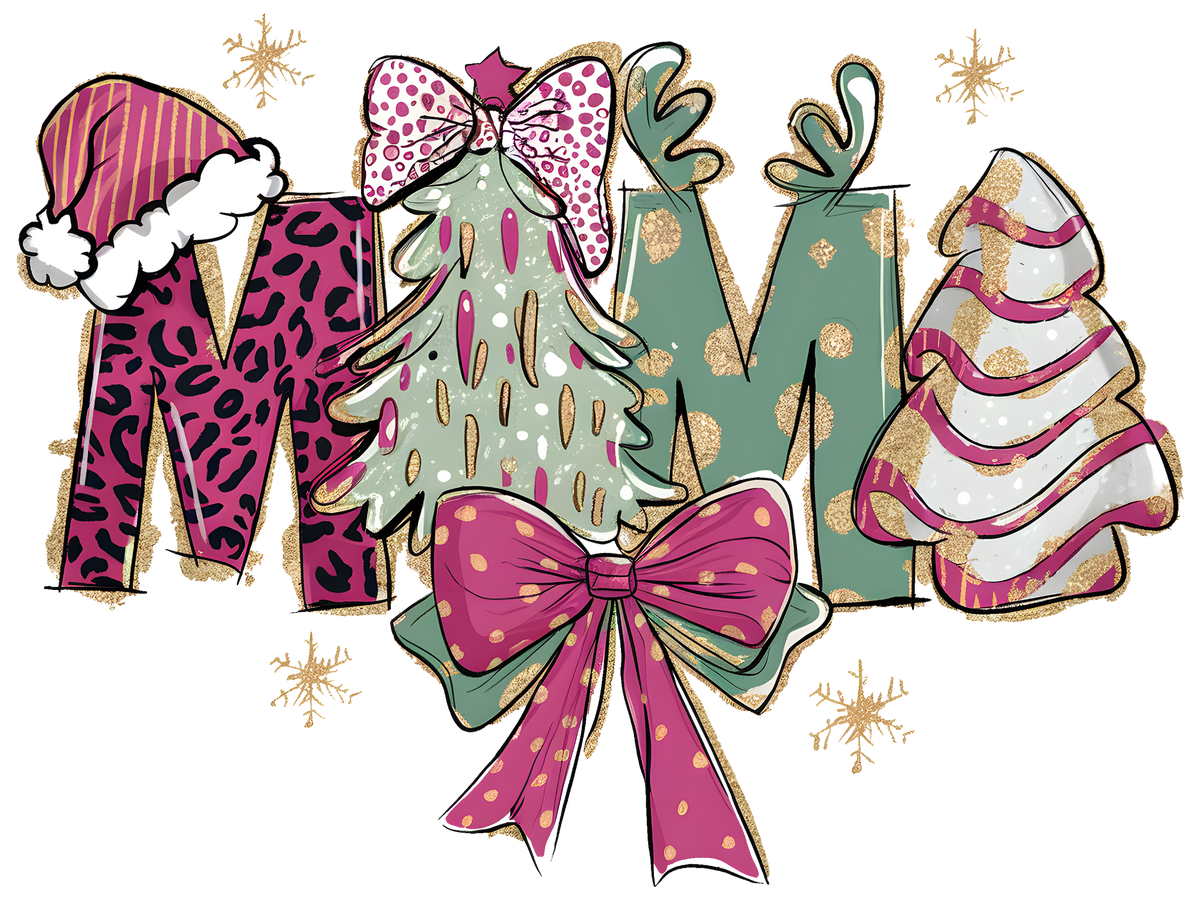 Christmas Mama Trees and Bows DTF transfer