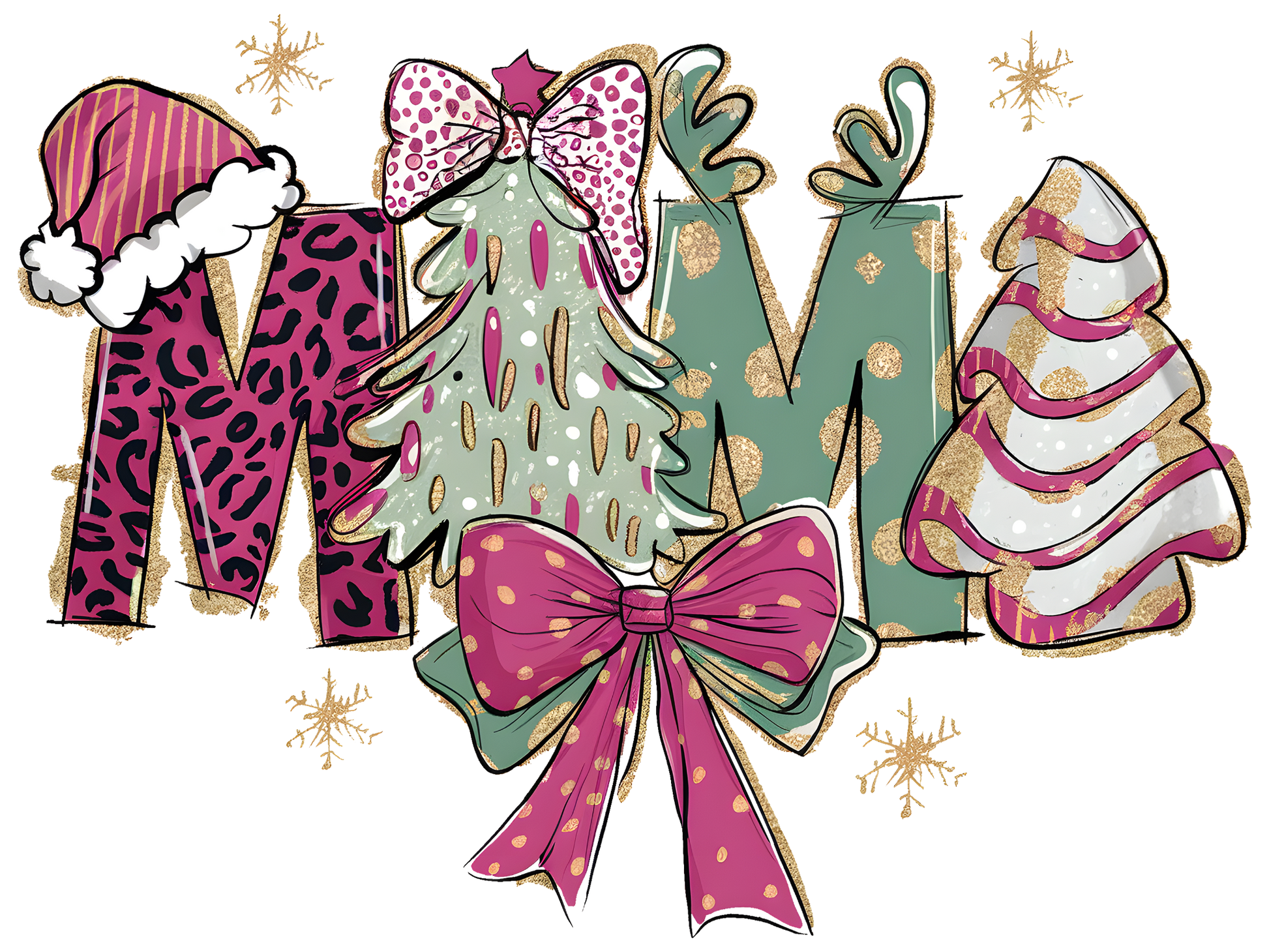 Christmas Mama Trees and Bows DTF transfer
