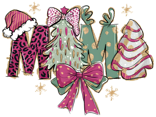 Christmas Mama Trees and Bows DTF transfer